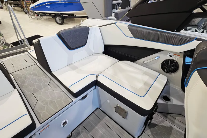 Slide: The Image of 2023 Yamaha Boats 222XD interior seating with modern design and premium materials. - 9