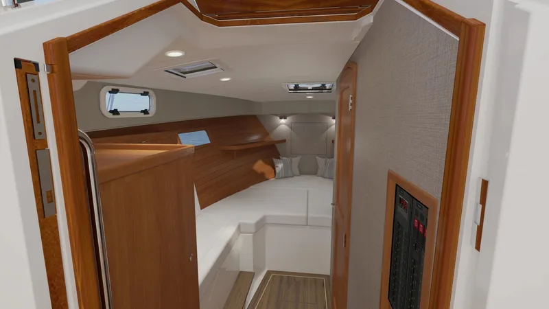 Slide: The Image of Interior of 2027 MJM Yachts 38R with wood finish. - 5