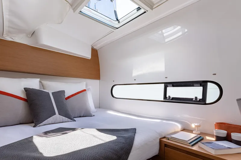 Slide: The Image of Luxurious cabin interior of 2026 Excess 11 yacht with cozy bed and modern decor. - 19