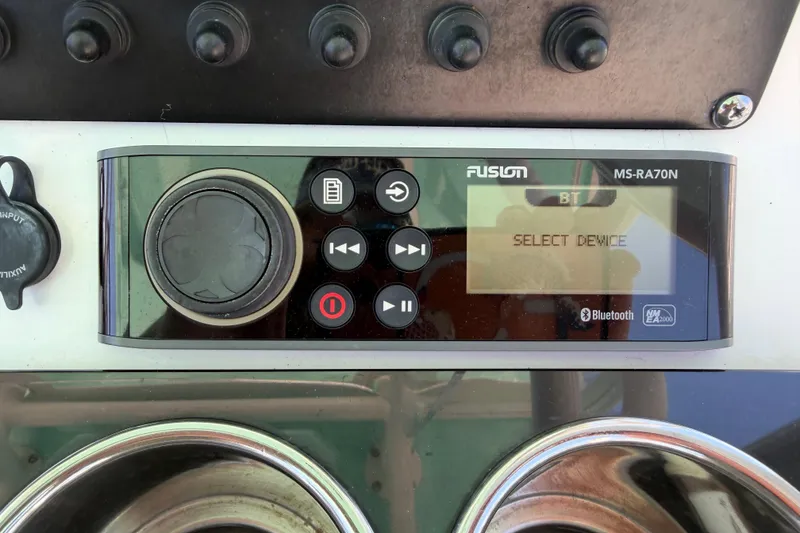 Slide: The Image of Fusion MS-RA70N stereo system on 2019 Blackfin 242 CC boat dashboard. - 32
