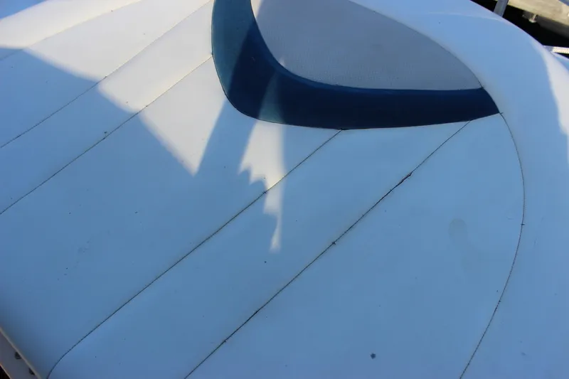 Slide: The Image of 2007 Chaparral 276 SSX boat upholstery detail with blue accent. - 20