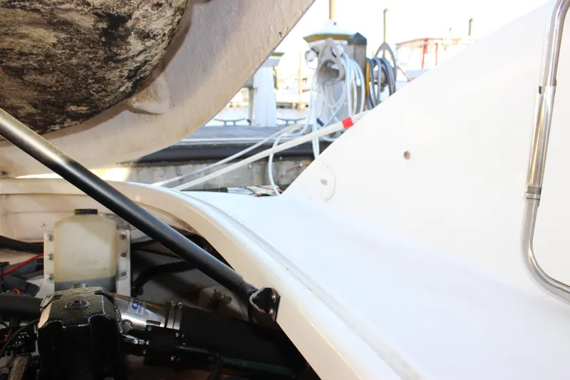 Slide: The Image of Open engine compartment of 2007 Chaparral 276 SSX boat at dockside. - 26
