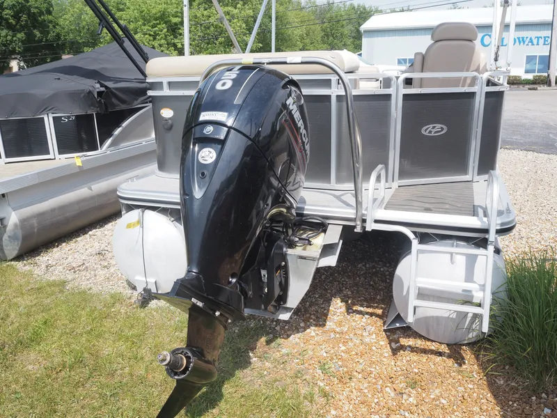 Slide: The Image of 2013 Harris CX 220 pontoon boat with Mercury outboard motor. - 4