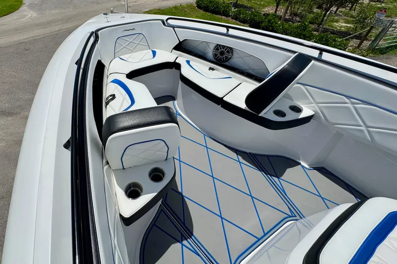 Slide: The Image of 2024 Renegade 38 Open boat interior with stylish seating and modern design. - 31