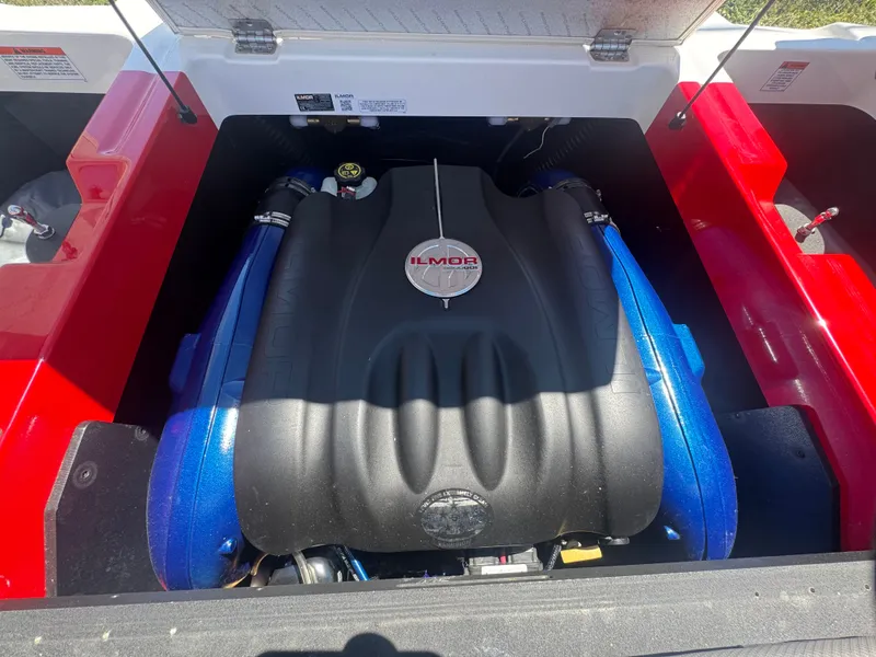 Slide: The Image of 2017 MasterCraft XT23 engine compartment with Ilmor engine. - 22