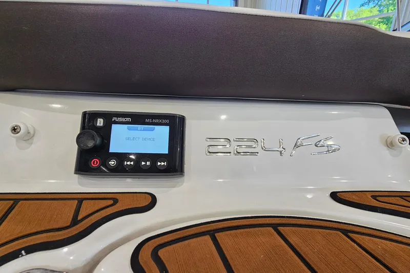 Slide: The Image of 2021 Monterey 224FS boat dashboard with Fusion MS-NRX300 audio system. - 29