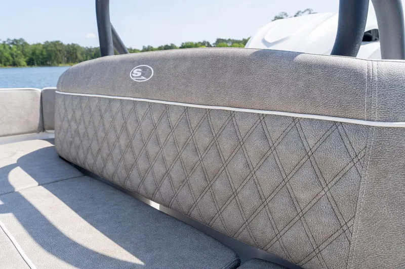 Slide: The Image of 2027 Sea Hunt Ultra 255 SE, gray upholstery, close-up view. - 4