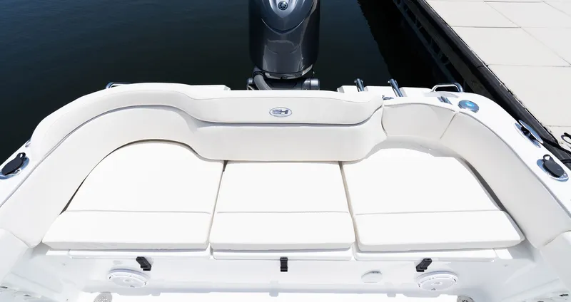 Slide: The Image of Rear view of Sea Hunt Ultra 219 boat, model year 2027. - 14