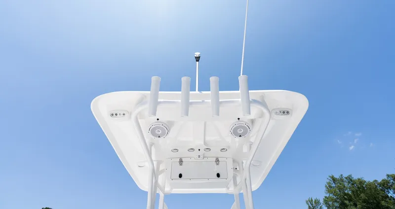 Slide: The Image of Sea Hunt Ultra 219 2027 boat roof against blue sky. - 20
