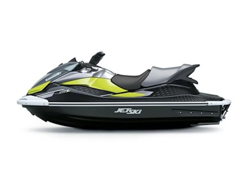 The Image of 2026 Kawasaki Jet Ski ST 160X in black and yellow, side view. - 0