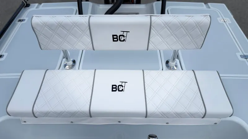 Slide: The Image of White upholstery on a 1997 Back Country 171 Pro Guide boat. - 12