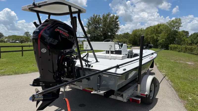 Slide: The Image of 1997 Back Country 171 Pro Guide boat with Mercury Pro XS engine. - 2