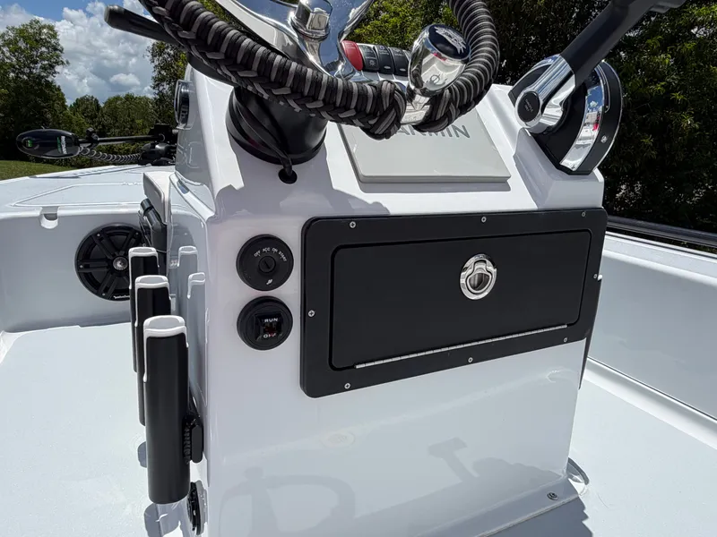 Slide: The Image of 1997 Back Country 171 Pro Guide boat console with Garmin system. - 7