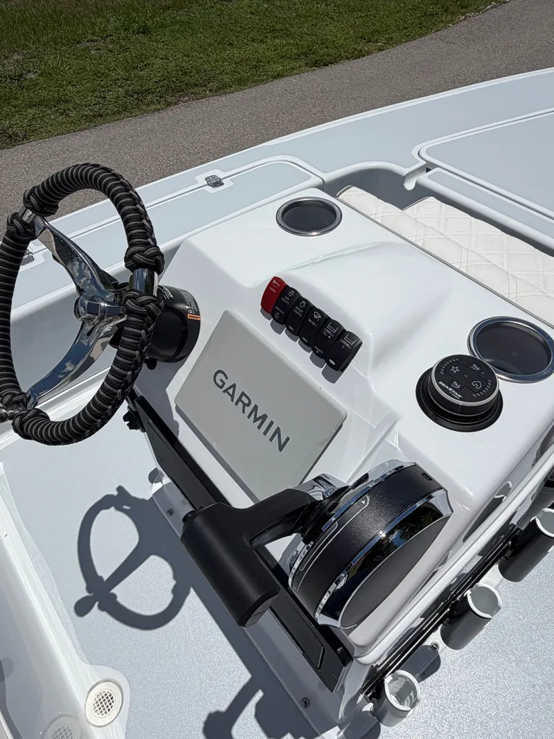 Slide: The Image of 1997 Back Country 171 Pro Guide boat console with Garmin system. - 9