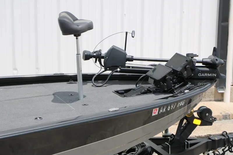 Slide: The Image of 2019 Vexus AVX 1980 boat with Garmin electronics and swivel seat on trailer. - 14
