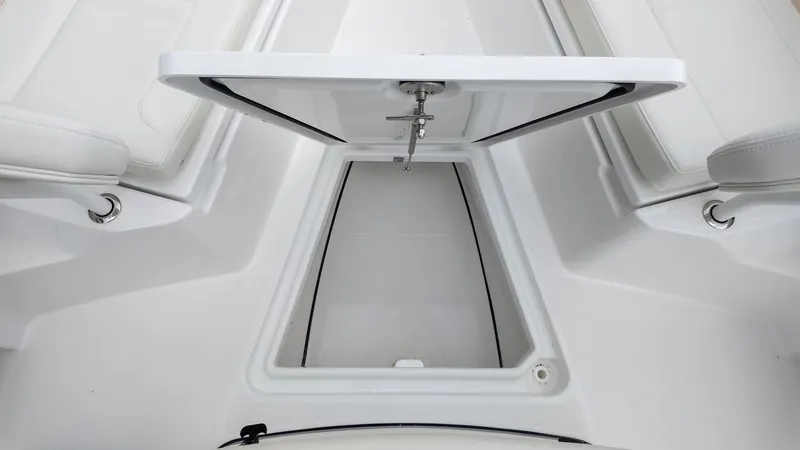 Slide: The Image of Storage compartment in Everglades 253 Center Console boat, 2026 model. - 15