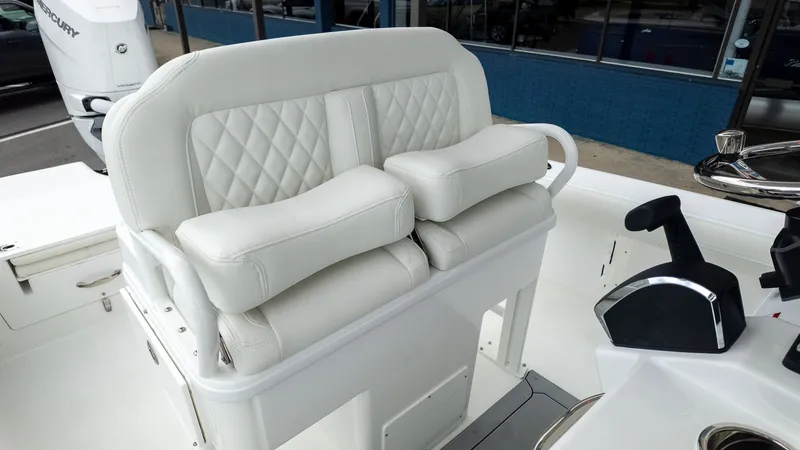 Slide: The Image of Luxurious seating area in Everglades 253 Center Console boat, 2026 model. - 18