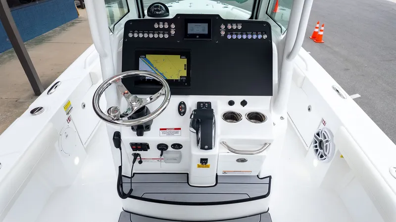 Slide: The Image of Interior view of 2026 Everglades 253 Center Console boat. - 20