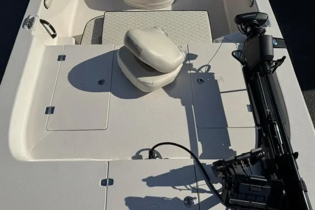 Slide: The Image of 2022 Carolina Skiff 23 LS boat interior with seating and mounted equipment. - 7