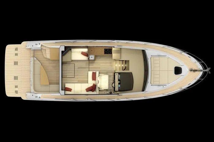 Slide: The Image of Top view of 2017 Sea Ray Sundancer 400 yacht interior layout. - 74