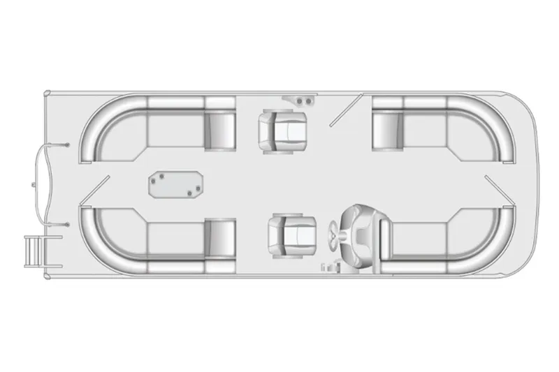 Slide: The Image of Top view layout of 2026 Berkshire 22 RFX LE pontoon boat, showcasing seating and helm. - 26