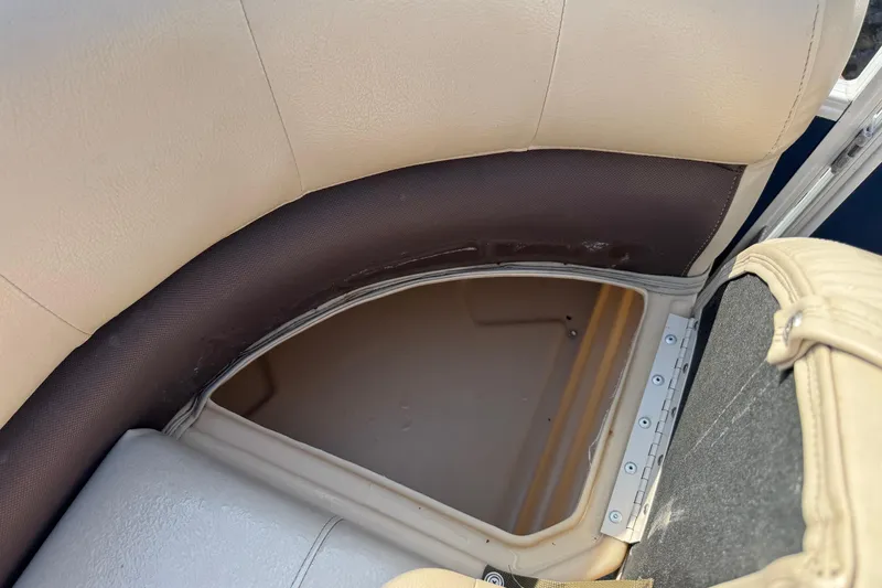 Slide: The Image of Storage compartment in 2019 Sun Tracker Party Barge 18 DLX pontoon boat. - 10