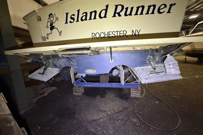 Slide: The Image of 2005 Mainship Pilot 34 boat named "Island Runner" in storage, Rochester, NY. - 45