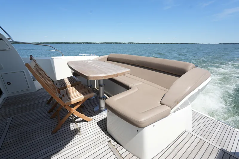 Slide: The Image of Luxury seating area on 2015 Prestige 500S yacht with ocean view. - 15