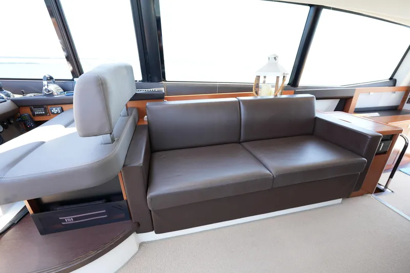 Slide: The Image of Luxurious interior of 2015 Prestige 500S yacht with leather seating and modern design. - 37