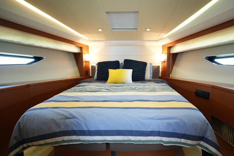 Slide: The Image of Luxurious bedroom in Prestige 500S yacht, year 2015. - 4