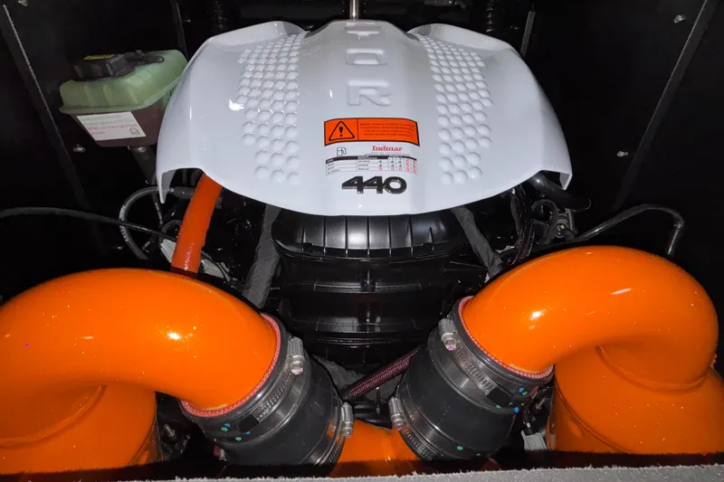 Slide: The Image of 2026 Tigé Z3 engine with orange components and Indmar branding. - 16