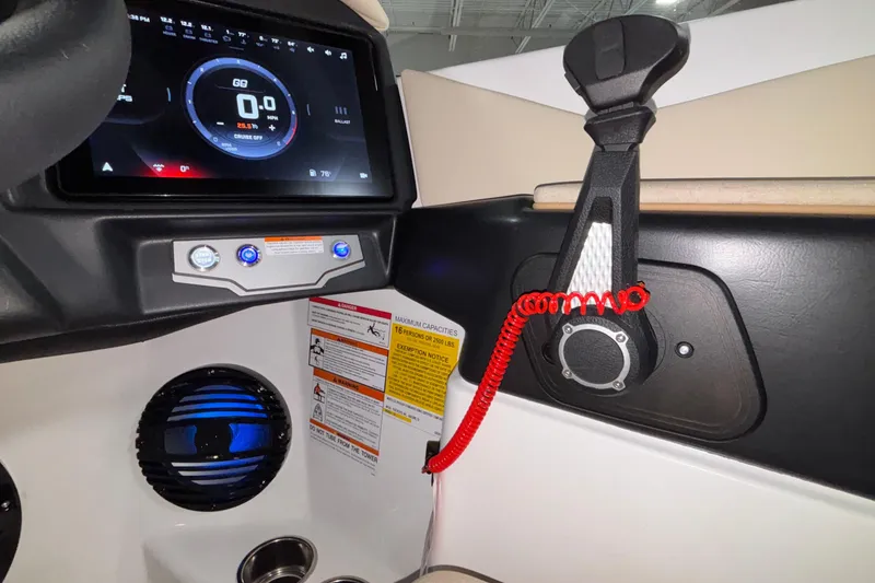 Slide: The Image of 2026 Tigé Z3 boat dashboard with digital display and control panel. - 43