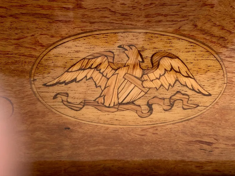 Slide: The Image of Wood inlay eagle on Hunt Yachts Surfhunter 25, year 2014. - 31