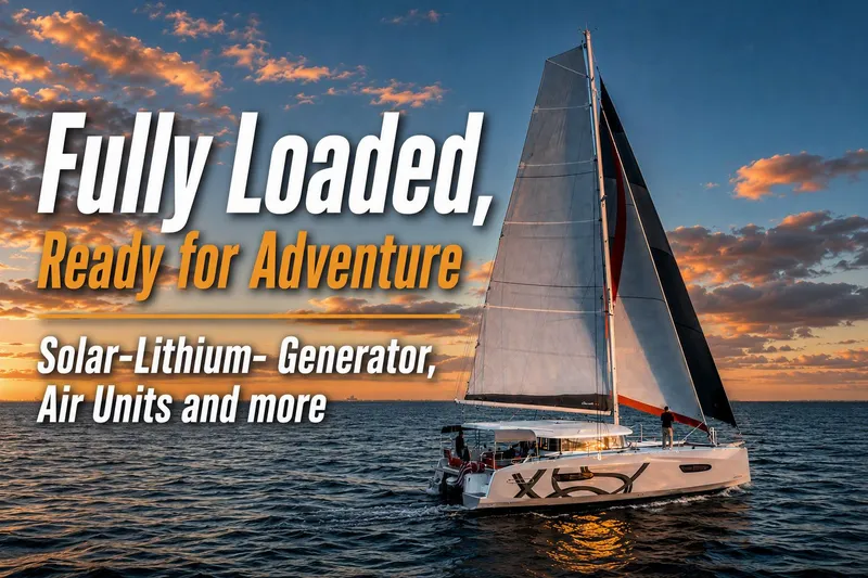 The Image of Sailing yacht Excess 14, 2026 model, at sunset with adventure-ready features. - 0