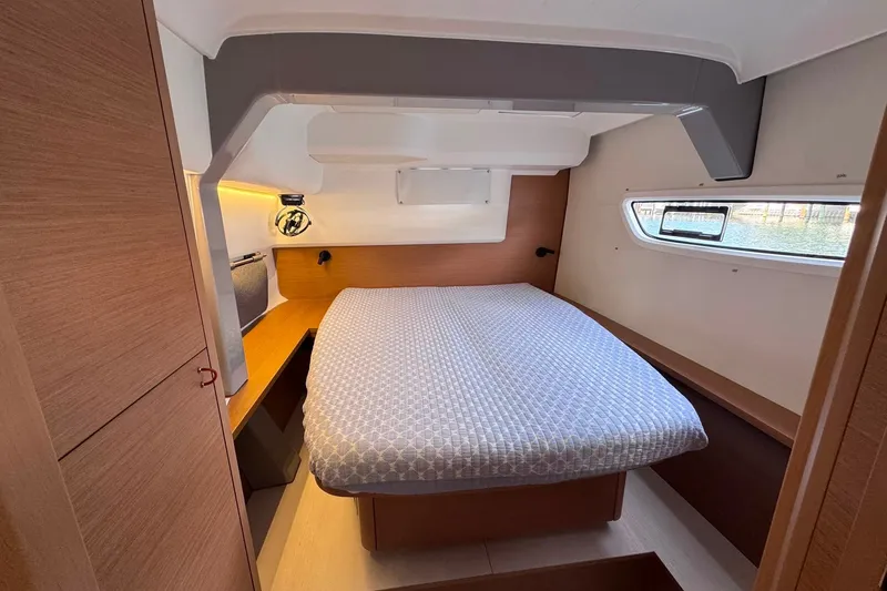 Slide: The Image of Luxurious cabin interior of 2026 Excess 14 yacht with cozy bed and modern design. - 60