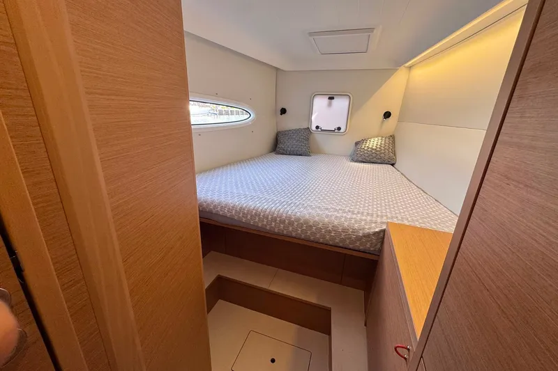 Slide: The Image of Cozy cabin interior of 2026 Excess 14 yacht with modern design and comfortable bedding. - 66
