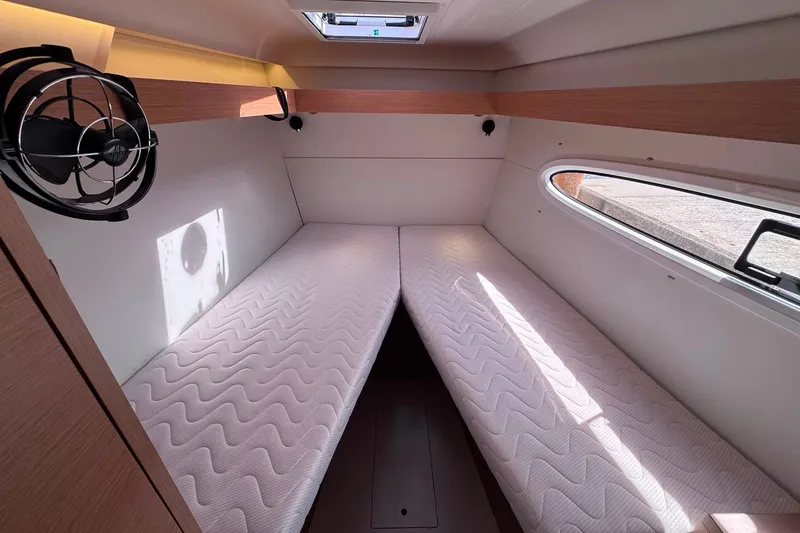 Slide: The Image of Interior of 2026 Excess 14 yacht cabin with twin beds and modern design. - 57