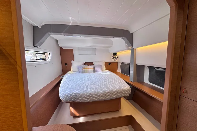 Slide: The Image of Luxurious cabin interior of 2026 Excess 14 yacht with cozy bed and modern design. - 72