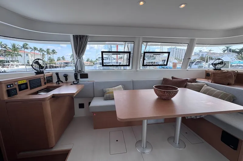 Slide: The Image of Interior of 2026 Excess 14 yacht with modern seating and panoramic windows. - 59