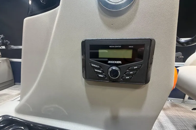 Slide: The Image of 2023 Sun Tracker Bass Buggy 18 DLX media center with Kicker audio system. - 14