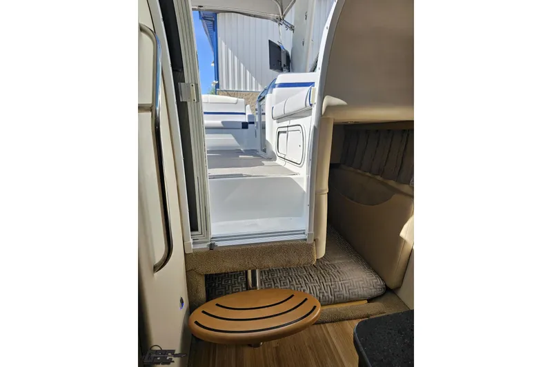 Slide: The Image of Interior view of 2015 Formula 350 Sun Sport boat, featuring seating and cabin area. - 105