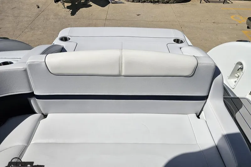 Slide: The Image of 2015 Formula 350 Sun Sport boat with sleek white seating and cup holders. - 116