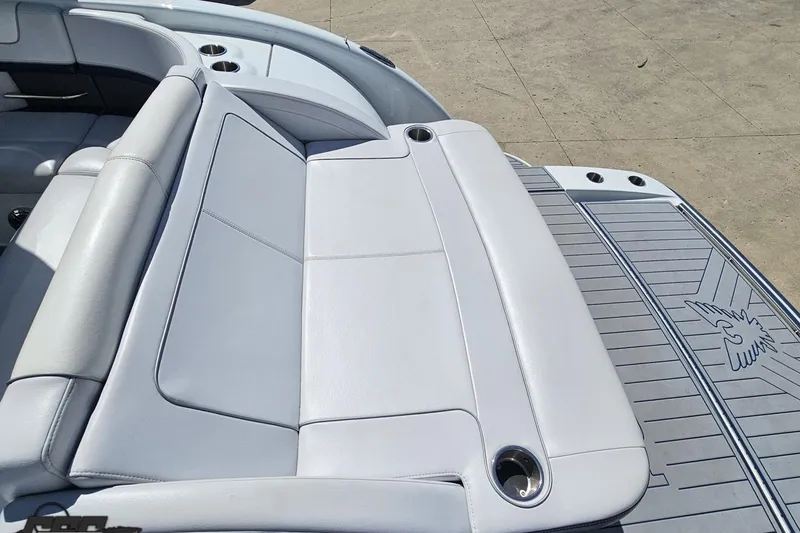 Slide: The Image of 2015 Formula 350 Sun Sport boat with sleek white seating and deck design. - 39
