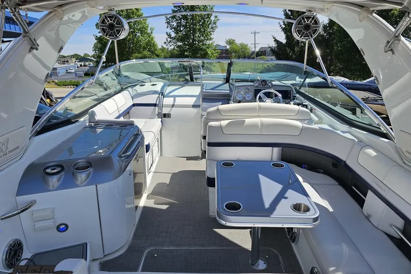 Slide: The Image of 2015 Formula 350 Sun Sport boat interior with luxurious seating and modern amenities. - 45
