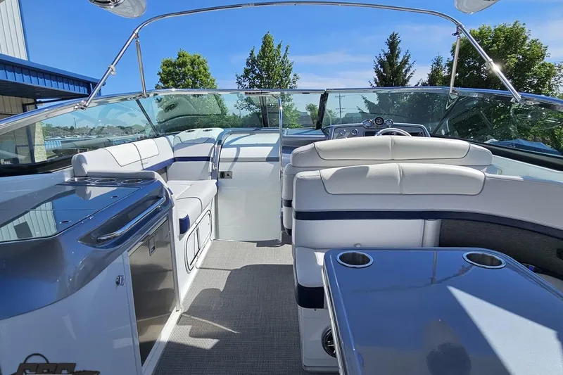 Slide: The Image of 2015 Formula 350 Sun Sport boat interior with sleek seating and modern amenities. - 61