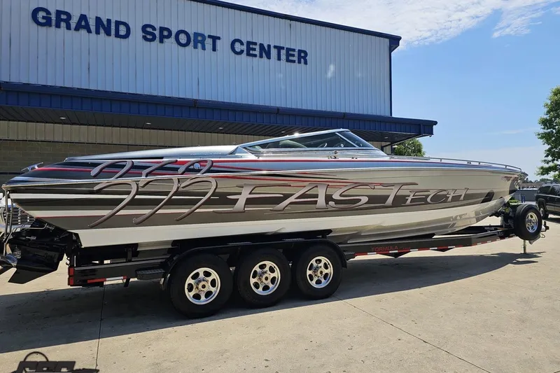Slide: The Image of 2012 Formula 353 FASTech boat on trailer at Grand Sport Center. - 10