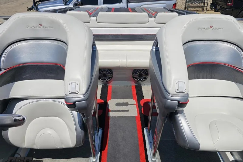 Slide: The Image of Interior of a 2012 Formula 353 FASTech boat with sleek, modern seating design. - 100