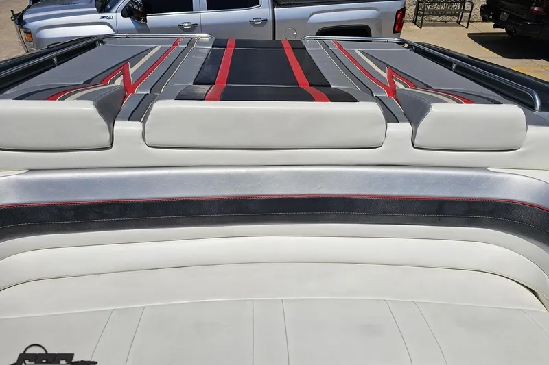 Slide: The Image of 2012 Formula 353 FASTech boat interior with sleek upholstery and modern design. - 105