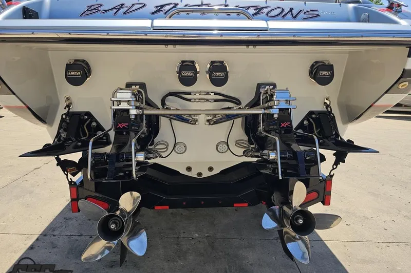 Slide: The Image of Rear view of 2012 Formula 353 FASTech boat with dual propellers and Corsa exhaust. - 29