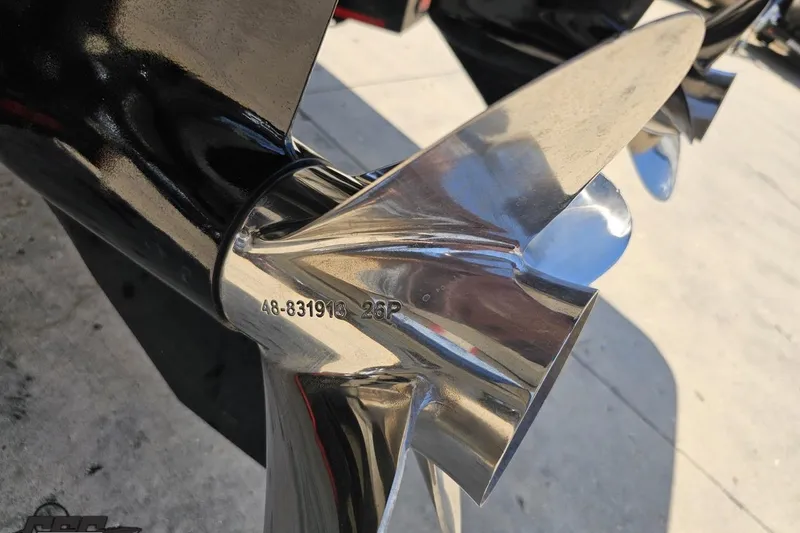 Slide: The Image of Close-up of a polished propeller on a 2012 Formula 353 FASTech boat. - 30